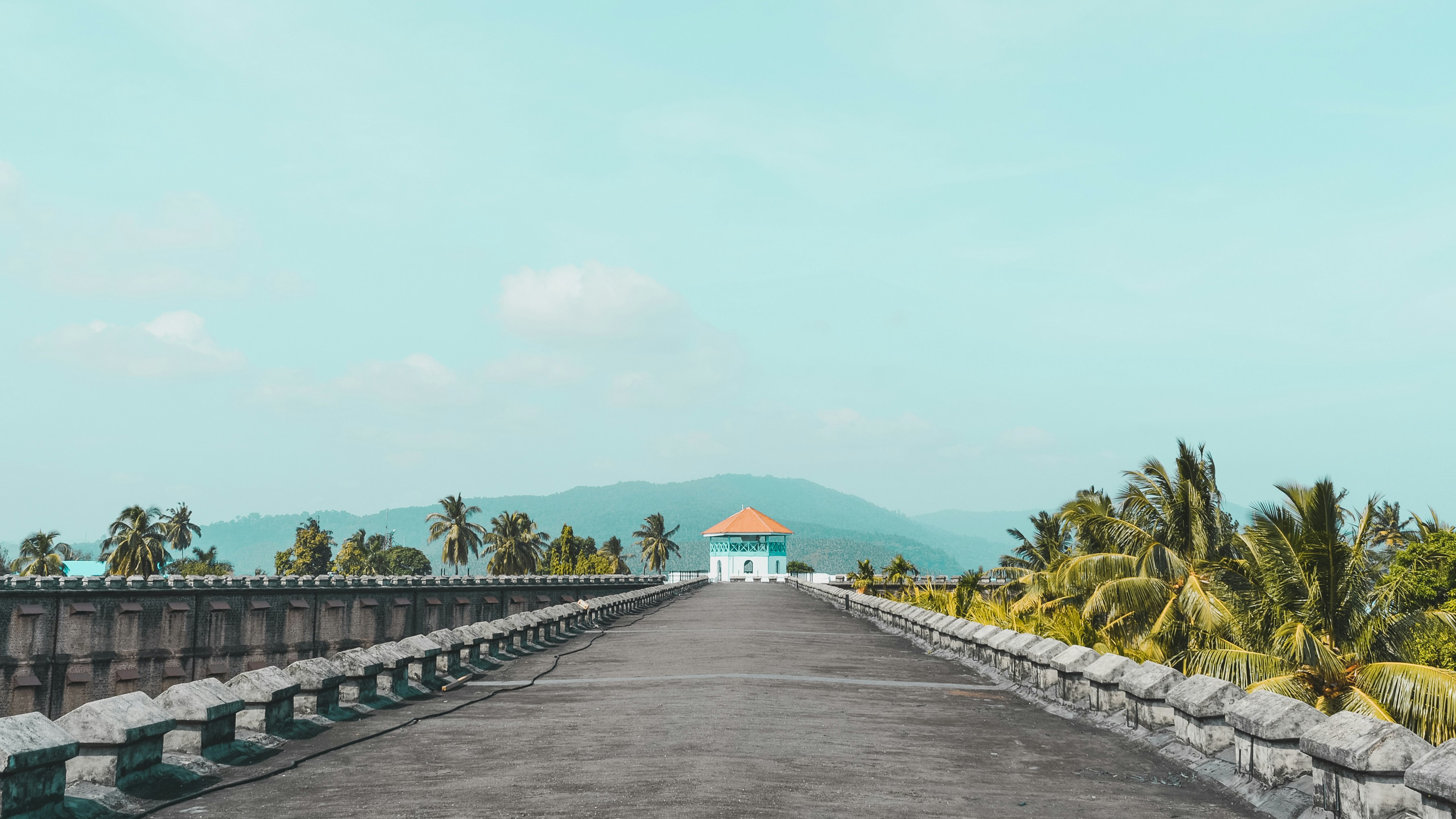 Scenic tropical walkway through greenery in the Andaman Islands